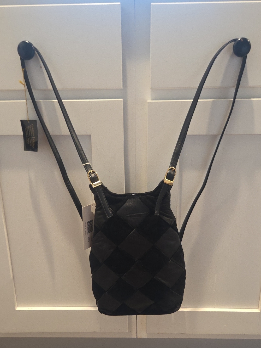 Nwt. Black Quilted Leather Crossbody Bag/ Backpack